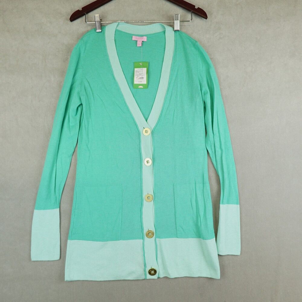 NWT Lilly Pulitzer Heidi Cardigan Sweater Long Sleeve Green Womens Medium Wool